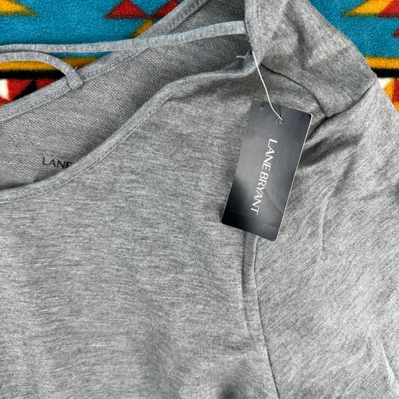 Lane Bryant Bell Sleeve Top Gray Criss‎ Cross Back Long Sleeve Size XL - Picture 2 of 5